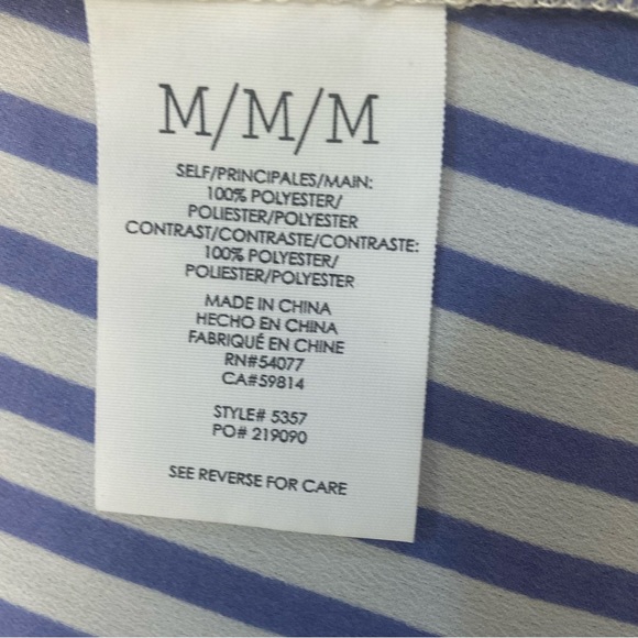 Cabi women white and blue floral sleeveless high low hemline tunic. Size M. Used - Picture 8 of 8